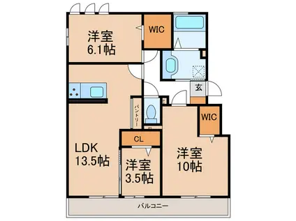 アビリオ(2LDK/3階)の間取り写真