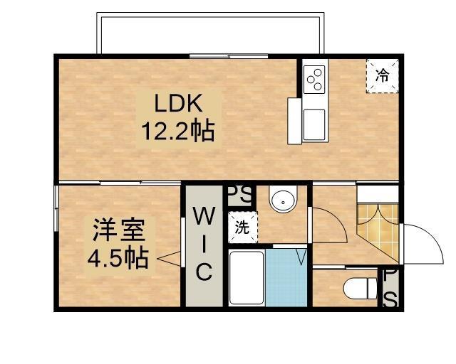 HONULEA仙北(1LDK/1階)の間取り写真