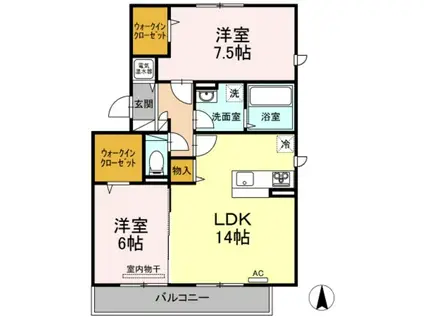 ハイツ943 A棟(2LDK/2階)の間取り写真