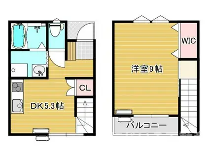 ハピネス見能林(1DK/1階)の間取り写真
