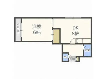 ピュアライフ門脇(1LDK/2階)の間取り写真