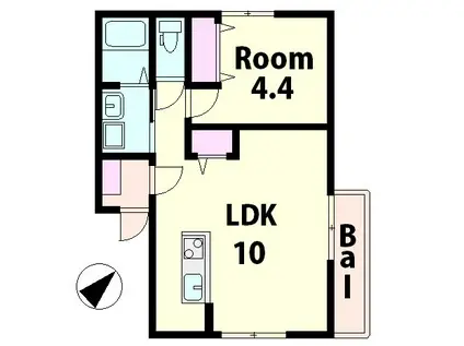 REVE(1LDK/2階)の間取り写真