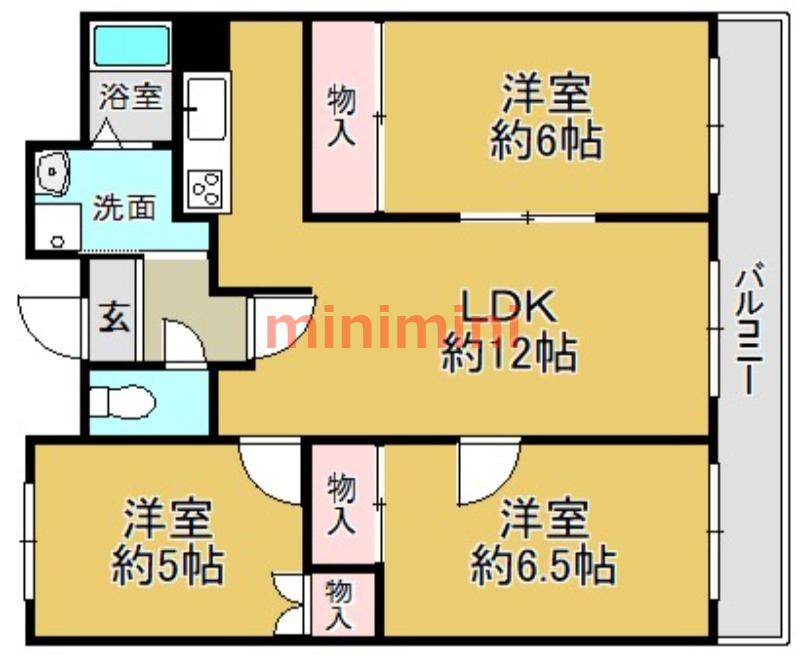 マンションフォルツーナ(3LDK/6階)の間取り写真