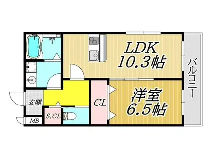 ネクステージ立花2番館(1LDK/1階)の間取り写真
