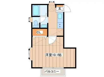 ソレイユパルクⅤ(1K/2階)の間取り写真