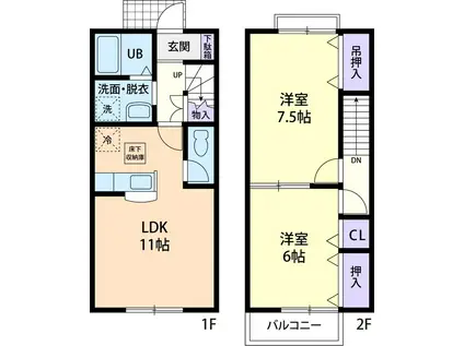 ARMONIA I(2LDK/1階)の間取り写真