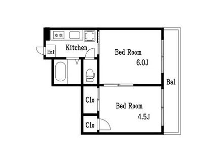 T・K墨田コーポ(2K/2階)の間取り写真