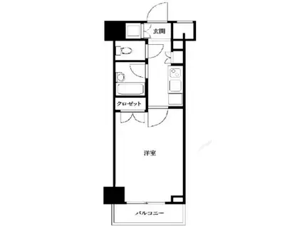 パレステュディオ新宿パークサイド(1K/10階)の間取り写真