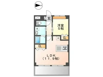 グランドゥール(1LDK/3階)の間取り写真