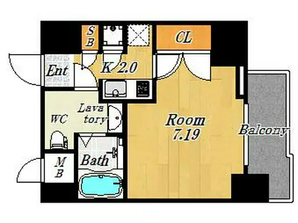 ディナスティ福島Ⅱ(1K/15階)の間取り写真