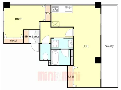 メイピース芦屋(1LDK/5階)の間取り写真