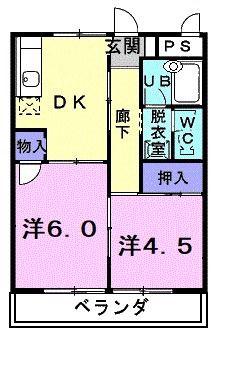 シティハイツ天伯I(2DK/1階)の間取り写真