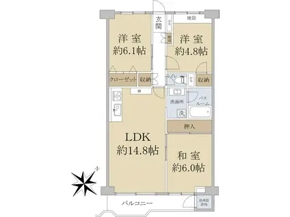 志木ファイブハイツ(3LDK/14階)の間取り写真