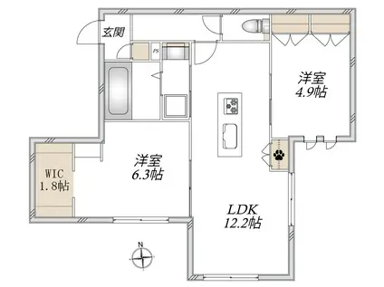 WILL COURT19(2LDK/1階)の間取り写真