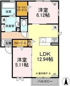 セジュールコルザック(2LDK/2階)の間取り写真