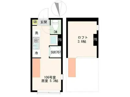 貫井4丁目アパート(ワンルーム/1階)の間取り写真