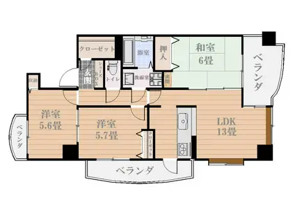 SWEET AREA 南林寺(3LDK/9階)の間取り写真