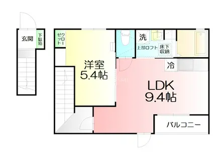 DEANEIGE(1LDK/2階)の間取り写真