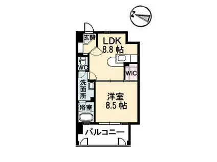 フラットリア御船(1LDK/10階)の間取り写真