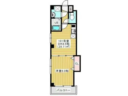 クレアティフ(1DK/1階)の間取り写真