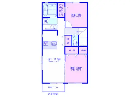 エルクオーレ(2LDK/2階)の間取り写真