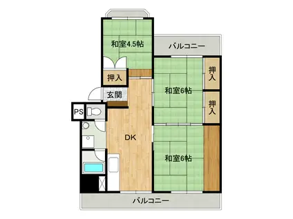 倉本コーポ5(3DK/1階)の間取り写真