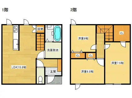 つくし野 安ら木(3LDK/1階)の間取り写真