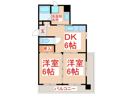 余子ビルI(2DK/4階)の間取り写真