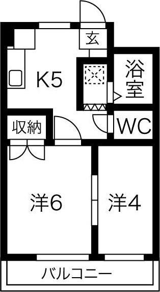 コーポ川原(2DK/5階)の間取り写真