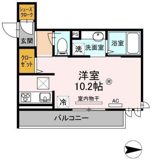 シャルール(ワンルーム/1階)の間取り写真