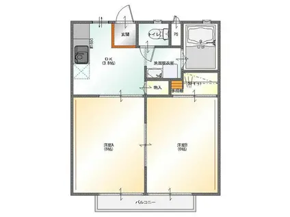 プチ・フレーズ(2DK/2階)の間取り写真