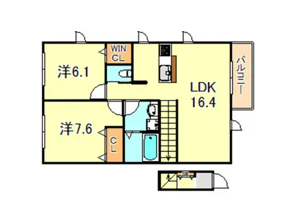 ヘーベルコート西島(2LDK/2階)の間取り写真