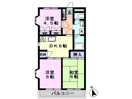 グレースキャビン(3DK/4階)の間取り写真