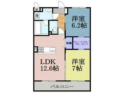 メゾンドアンジュ尾上(2LDK/3階)の間取り写真