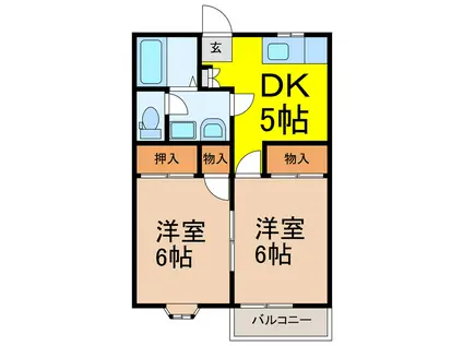 コーポインビットパートI II(2DK/2階)の間取り写真
