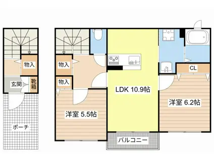 シャーメゾン プランドール II(2LDK/2階)の間取り写真
