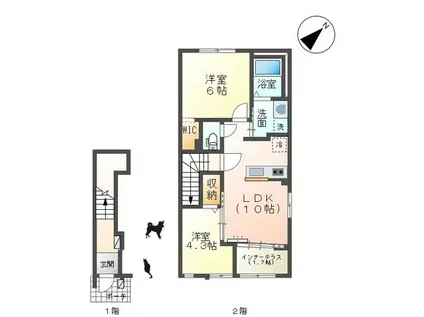 ソレイユ メイ(2LDK/2階)の間取り写真