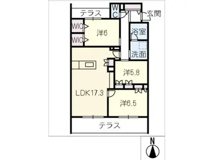 アイグレイス白壁(3LDK/1階)の間取り写真