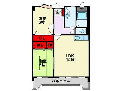 ガーデンパレスやひろ(2LDK/6階)の間取り写真