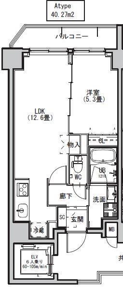 S-RESIDENCE両国AVENUE(1LDK/4階)の間取り写真