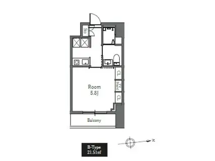 トーツーレジデンス芝(1K/2階)の間取り写真