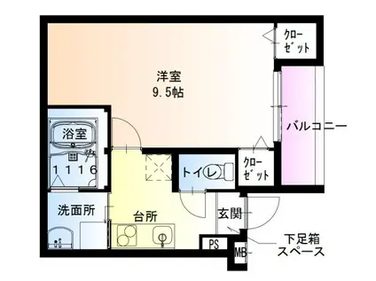 フジパレス百舌鳥駅南3番館(1K/1階)の間取り写真