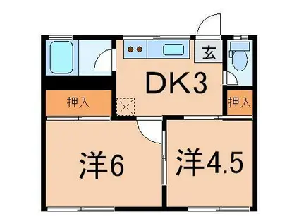 ビューハイツ御山(2K/2階)の間取り写真