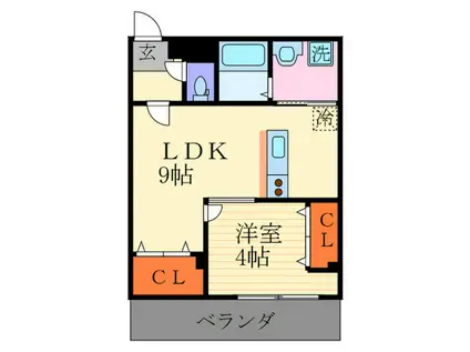 く志げ五条(1LDK/1階)の間取り写真