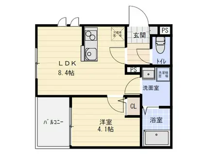 レヴァレント黒崎(1LDK/2階)の間取り写真