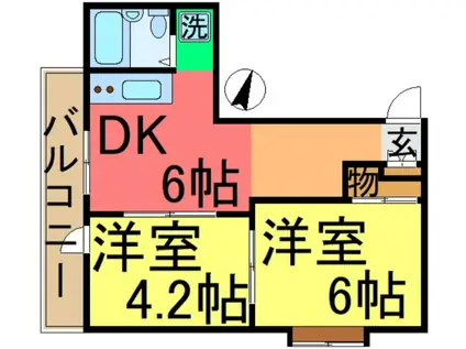 アフェールJ新小岩(2DK/3階)の間取り写真