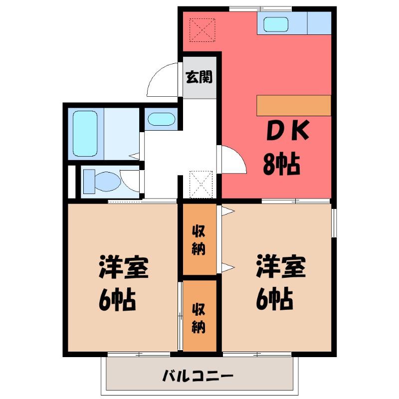 トゥインクルSATO(2DK/2階)の間取り写真