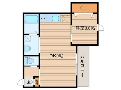 アステラス北仙台 弐番館(1LDK/3階)の間取り写真