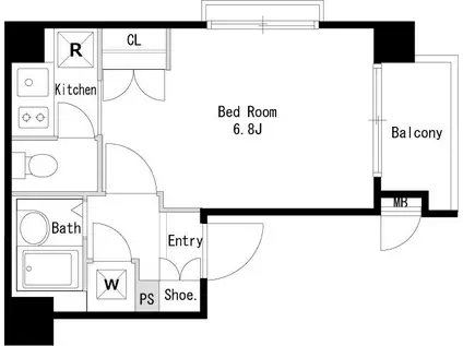 LA SANTE広尾(1K/8階)の間取り写真