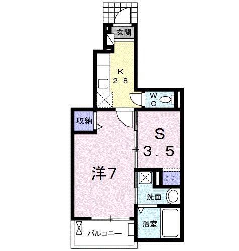 グランジェロ(1SK/1階)の間取り写真